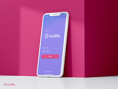 Hello Dribbble dribble hello hello dribble hellodribbble iphone x login pink purple sketch ui