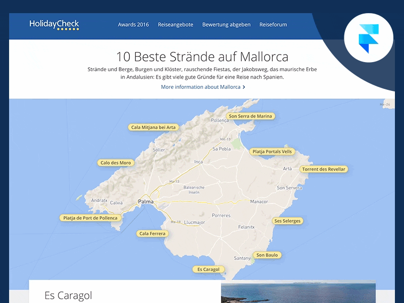 ⛱ Top Mallorca Beaches content page - Framer Prototype