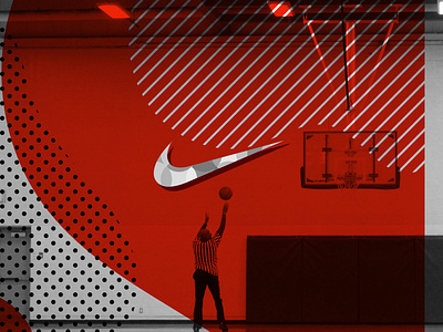 Cause refs like to shoot hoops too. basketball court black dots lines nike air red referee sports