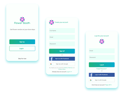 flower Vendors App Sign Up/Log In branding design log in mobile app mobile ui sign up ui ux