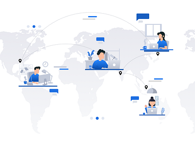 Connected globally concept design illustration minimal vector web website