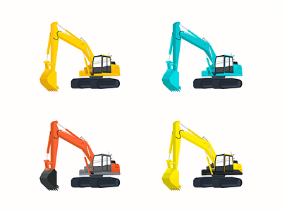 Excavators app design illustration vector website