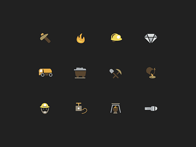 Icons mining industry design flat icon illustration illustrator minimal ui vector web website