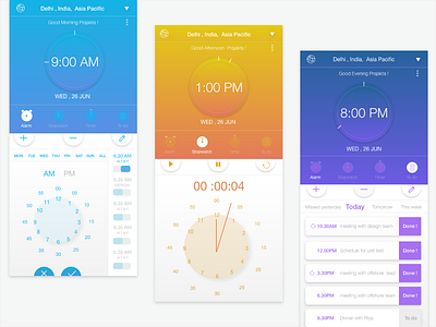 Clock App For Iphone X/XS app clock app design illustration minimal mobile mobile app design ux vector web