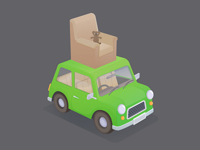 Mr. Bean's car car cartoon illustration isometric mr bean vector