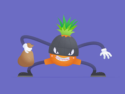 Robber 2d character adobe illustrator character character design danger fruit illustration pineapple robber vector