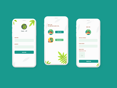 Tree planting and growth tracking app figma mobileapp sustainability ui uiux