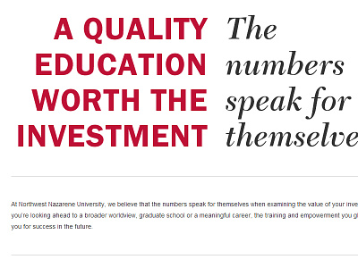 Value & Investment Typography higher ed nnu typography web design