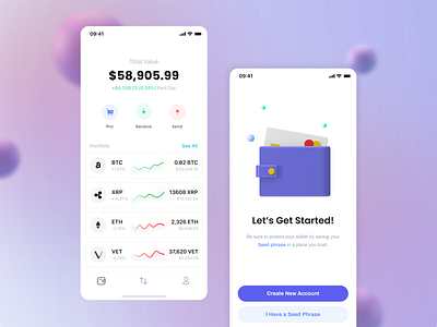 Crypto Wallet app clean concept crypto design exchange finance app ios app modern money ui