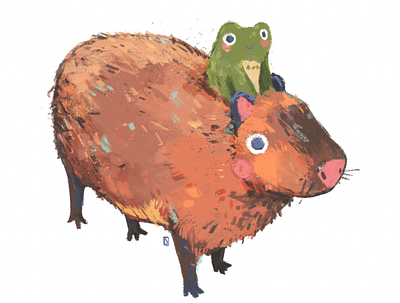capybara animal capybara childrens books cute drawing frog illustration kids pencil