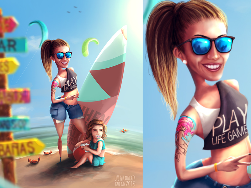 Dibujos De Juan Martin Bueno sufrfer mom mama playa beach surfer