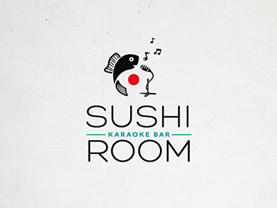 Sushi Karaoke Bar Logo fish karaoke sushi bar logo