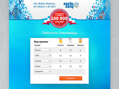 Sotchi 2014 Olympics sweepstakes landing page landing page medals sotchi olympics sweepstakes