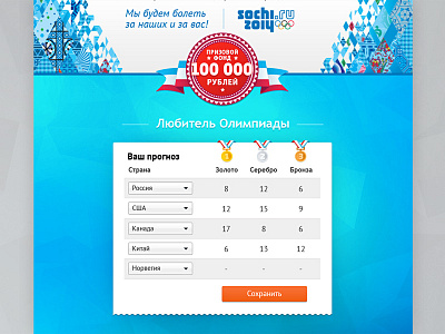 Sotchi 2014 Olympics sweepstakes landing page