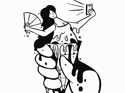 Thursday apple pencil characer design hot icecream illustration ipad minimal outline selfie woman