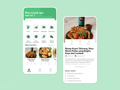 ResepIn - Indonesian Recipe Apps chicken design dishes green indonesia indonesia designer indonesian mobile mobile app mobile design mobile ui recipe recipe app ui uiux