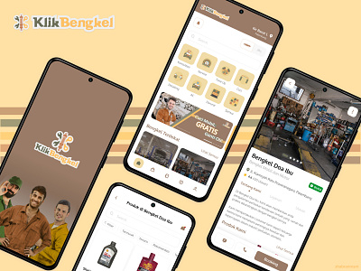 KlikBengkel - Workshop Apps branding brown design green illustration indonesia logo mobile mobile app mobile design ui ui design uiux workshop yellow