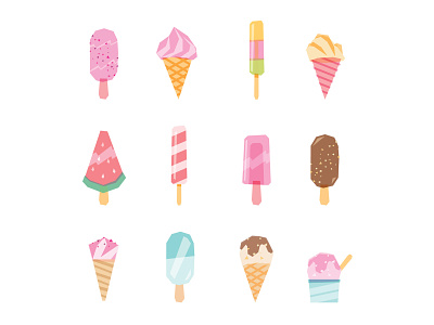 Low-poly ice cream set artwork food drinks group ice cream icon set illustration low poly multi layered objects overlay overprint vector