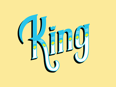 KING blue blue and yellow design flat icon king logo typography vector