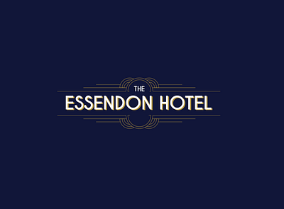 Essendon Hotel Logo art deco bold curves fine frills gold line logo logodesign logotype pub