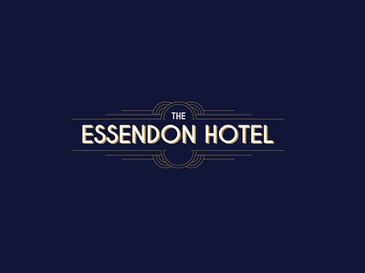 Essendon Hotel Logo art deco bold curves fine frills gold line logo logodesign logotype pub