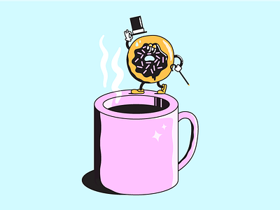 Dunk the Rich coffee donut illustration sprinkles