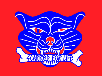 Scarred 4 Life badge bone cat icon illustration life scar