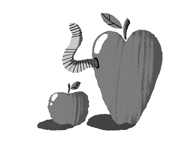Apples apple grey illustration paper torn worm