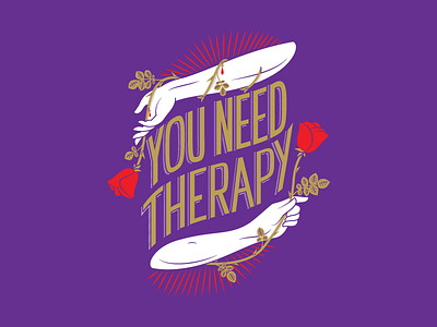 Therapy flower hand illustration lettering mental health rose therapy