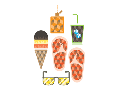 Summer coffee fun glasses ice cream sandal straw summer sun tan