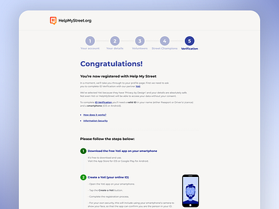 HelpMyStreet - ID Verification design ui web