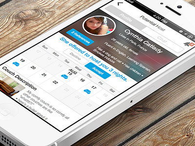 Hospitality Travel App - Profile View ios mobile sharingeconomy travel