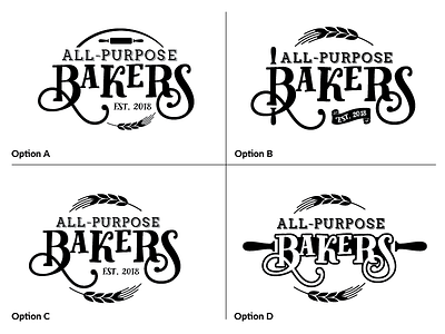 Logo Options baker bakery baking black and white concept feedback logo
