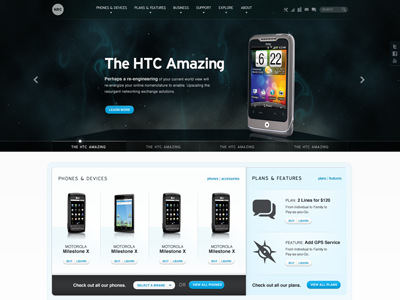 Homepage Design blue phones space website