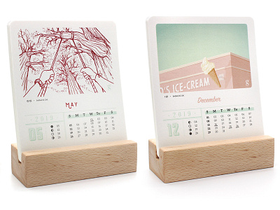 The Daydream Gallery Cards calendar 2019 calendar cards calendar design daydreaming december desk calendar gentry gifting graphic design ice cream illustration may months sketch south africa swing vector artwork wood block