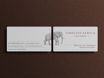 TAS Business Card africa branding business card corporate identity elephant logo illustration leather logo logo design safari travel