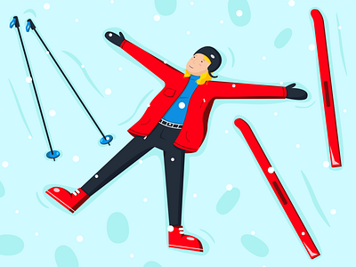 Winter fun 2d art 2d illustration flatillustration happy illustration ski skiing vector winter