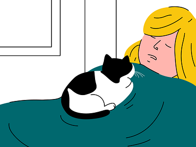 Heavy blanket 2d art cat cute flat illustration funny illustration joke vector