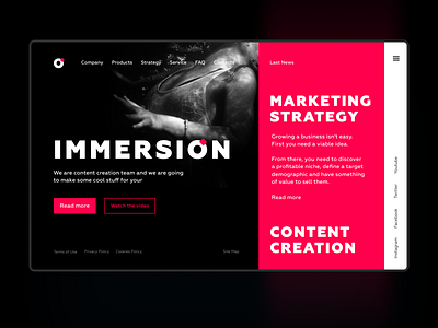 Immersion design minimal typography ui web website