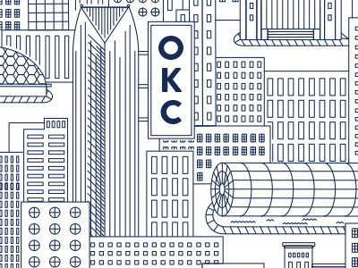 OKC Skyline city illustration line oklahoma scandinavian skyline