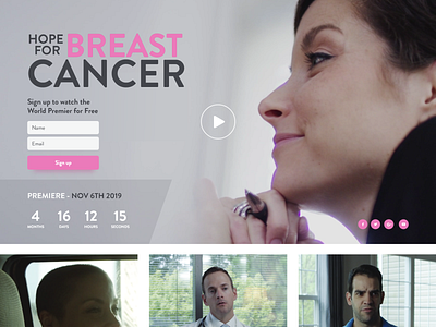Landing page for the film about cancer