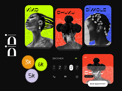 Didi Salon Elements african app design elements figma graphic hair hairstyle invision minimal mobile product salon salon app ui ux