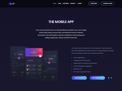 Landing page for the mobile app branding flat landing page payment ui vector web web design website