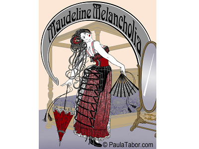 Maudeline Melancholia 2 art art nouveau costume digital fantasy art illustration poster art steampunk victorian