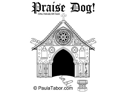 Praise Dog coloring page design digital dog dog house humorous illustration illustration line art