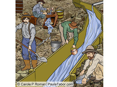 American West Gold Miners american history children book illustration digital gold illustration kids books miners mining non fiction pioneer