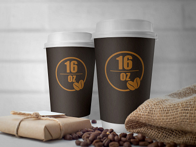 16Oz branding coffee app cup mockup design illustration logo mobile pub website