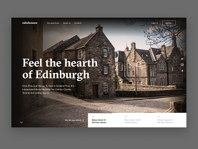 Edinburgh Houses accomodation appartments edinburgh hero section houses real estate scotland ui uxui