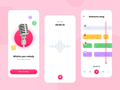 Whistle App app appli application music song ui ux whisle