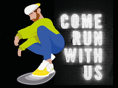 Come run with us! acid green adveristing colorful design illustration neon nike shoes ui vector website